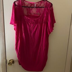 Planned Motherhood Pink Lace Tunic Top